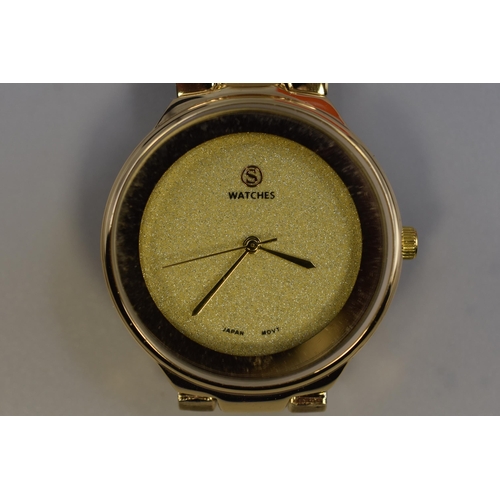 113 - Working Strada Gold Coloured Watch in Gift Box with Bracelet