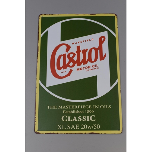 376 - Vintage Style Tin Plate Castrol Motor Oil Sign approx 12