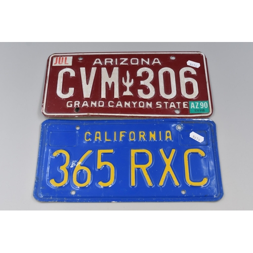 378 - Two Genuine American License Plates. Includes California and Arizona