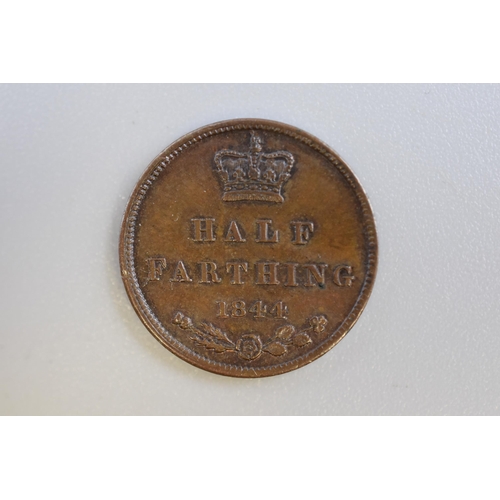 127 - 1844 Victoria Half Farthing Coin