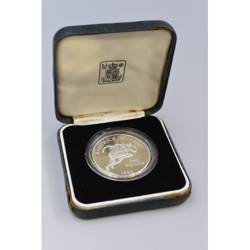 132 - Elizabeth II 1986 Bailiwick of Jersey Silver £2 Coin (28.5 grams) Complete with Case