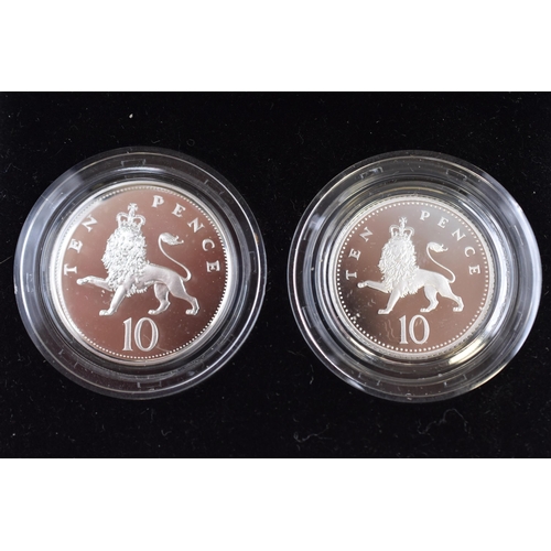 134 - Royal Mint Elizabeth II 1992 Silver Proof Ten Pence two Coin Set complete with Case and Certificate ... 