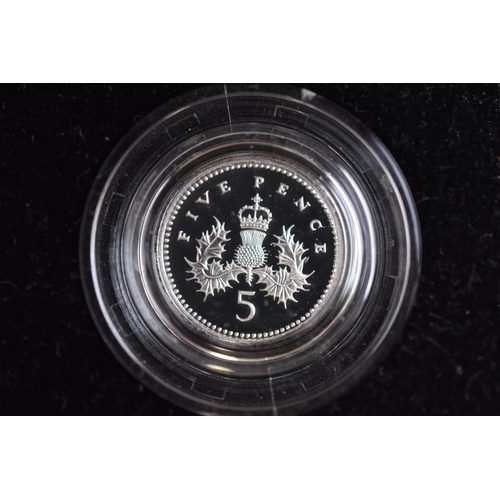 141 - Royal Mint Elizabeth II 1990 Silver Piedfort 5p Coin Complete with Case and Certificate