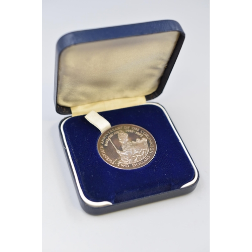 142 - Elizabeth II Cook Islands 1973 Silver Coronation Anniversary Coin (25.91 grams) Complete with Case