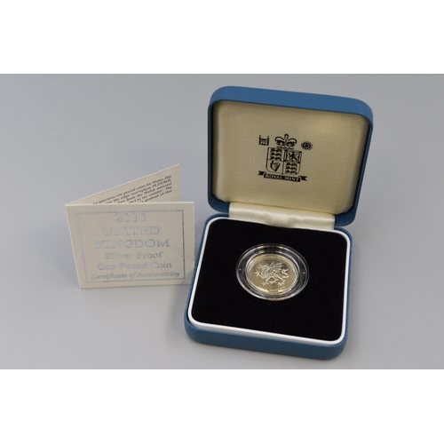 145 - Royal Mint Elizabeth II Silver Proof £1 Coin Complete with Case and Certificate