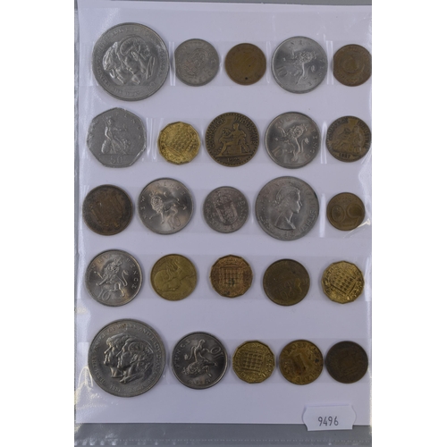 148 - Sheet of 16 Crowns and a Sheet of Mixed Coinage