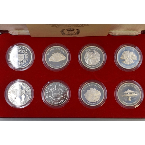 152 - Spink & Son Elizabeth II Silver Proof Crown Set (8 Pieces) Complete with Case and Certificate of... 