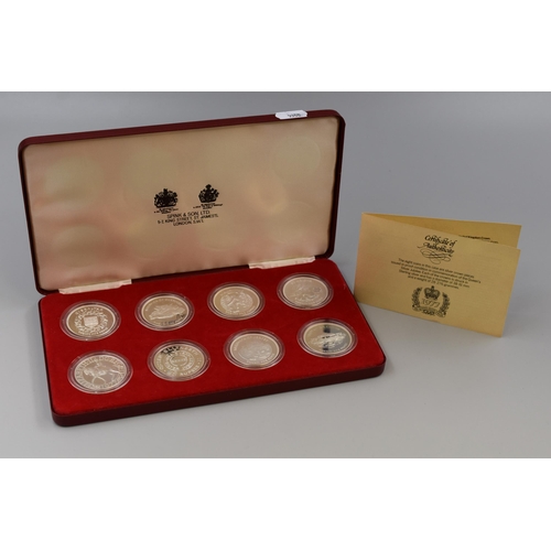 152 - Spink & Son Elizabeth II Silver Proof Crown Set (8 Pieces) Complete with Case and Certificate of... 