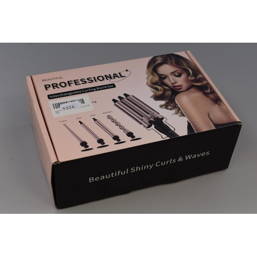 398 - Brand New Boxed Beautiful Professional Interchangeable Curling Wand Set complete with Accessories un... 