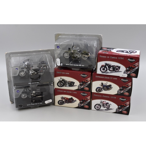 171 - Eight Boxed Collectable Motorbike Models by Classic Motorbikes and DeAgostini