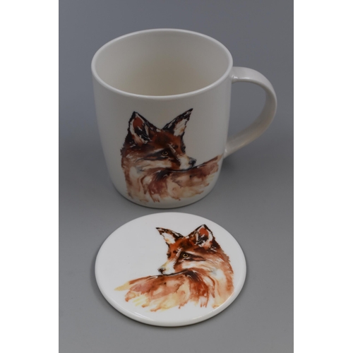 189 - Meg Hawkins Fox Design Porcelain Mug and Coaster Boxed Set