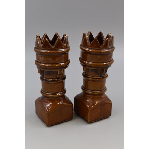 192 - A Pair of Glazed Ceramic Chimney Pot Vases, Approx 6.5