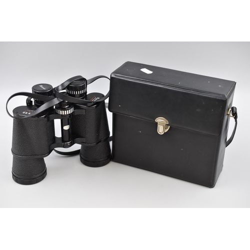 434 - A Pair of Pathescope De Luxe 16x50 Field Binoculars, In Case