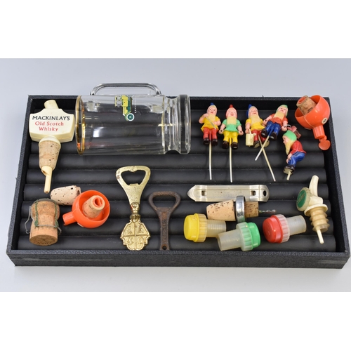 210 - Mixed Selection to include Dwarf Cocktail Sticks, Bottle Openers, Rolls Royce Glass and more