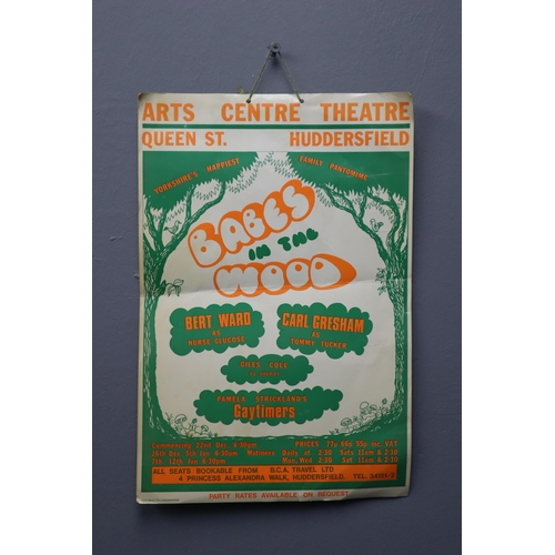 436 - Mid Century Poster for “Babes in The Wood” Pantomime at The Arts Centre Theatre (15&rdqu... 