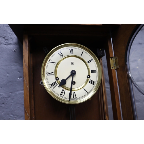 437 - A Wood Cased German Wall Clock 'PR', Approx 31.5