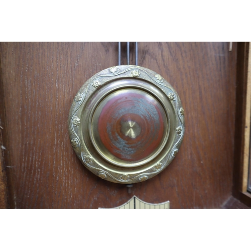 437 - A Wood Cased German Wall Clock 'PR', Approx 31.5