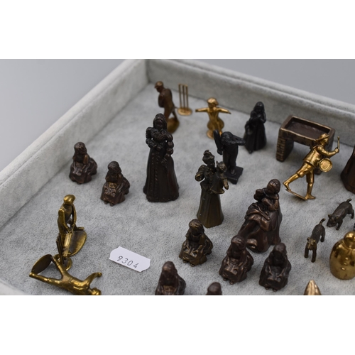 222 - A Selection of Thirty Six Brass and Bronze Victorian Style Figures. Includes Cricketers, Various Ani... 