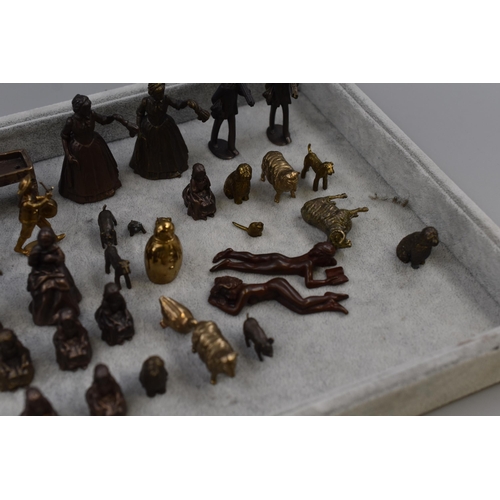 222 - A Selection of Thirty Six Brass and Bronze Victorian Style Figures. Includes Cricketers, Various Ani... 