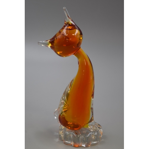 230 - Murano Style Orange Cat Figure 8”