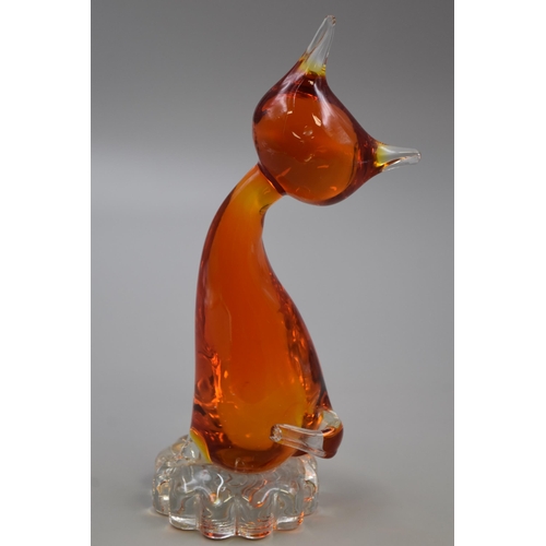 230 - Murano Style Orange Cat Figure 8”