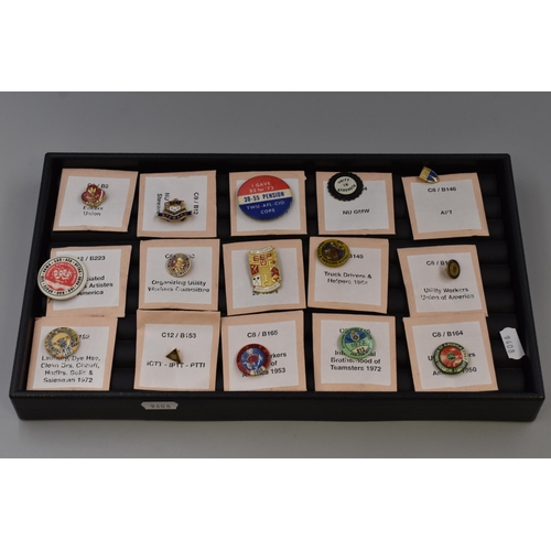 241 - A Selection of Fifteen Worldwide Trade Union Badges/Pins