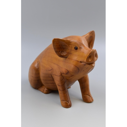 249 - Hand Carved Wooden Figure of Pig (11