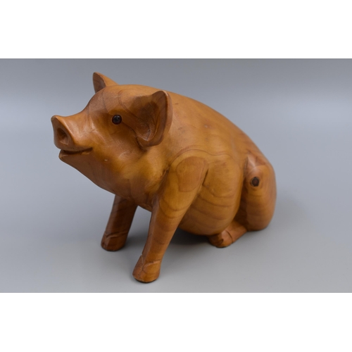 249 - Hand Carved Wooden Figure of Pig (11