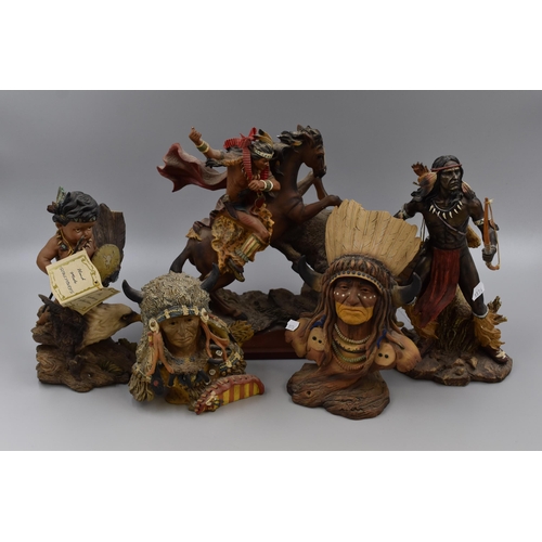 251 - Mixed Selection of Native American Themed Statues Including Academy Collection Native American Holdi... 