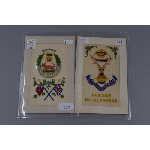 266 - Two Regimental Military Silk WWI Postcards (Gordon Highlanders and Yorskshire / Lancashire Regiment)