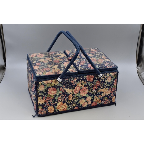 484 - Quilted Jewellery Box Complete with Internal Plastic Tray and Contents