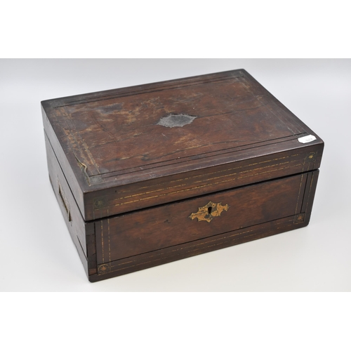 485 - Vintage Wooden Box with Side Brass Handles with Sewing Contents (Approx. 13” x 9” x 6&rd... 