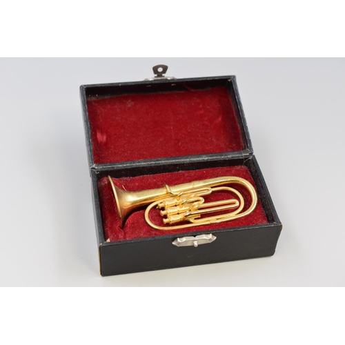 283 - A Miniature Brass Tuba, In Presentation Case