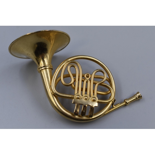 284 - A Miniature Brass French Horn, In Presentation Case