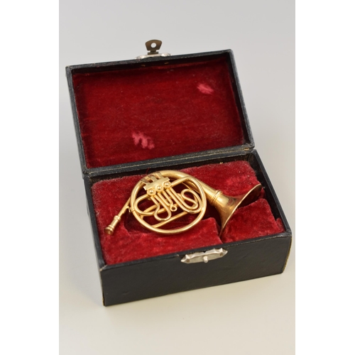 284 - A Miniature Brass French Horn, In Presentation Case