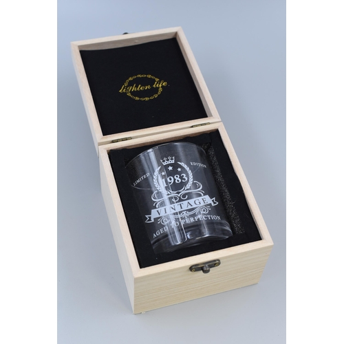 288 - Brand New Lighten Life Limited Edition Glass Whisky Glass in Wooden Display Box