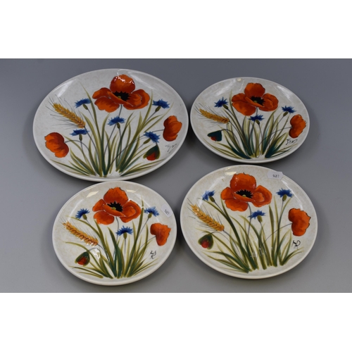 291 - Four Vintage Italian Nuova Poppy Handmade Wall Plates