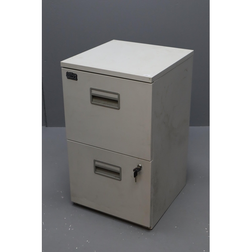 497 - Lockable Metal office World Two Drawer Filing Cabinet Unit with Two Keys approx 26