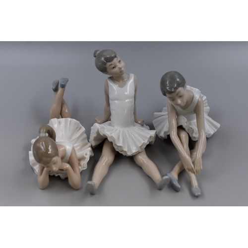 301 - Three NAO ballerinas, tallest approx. 6