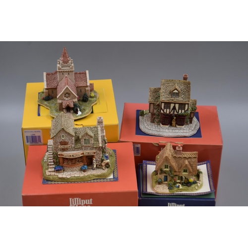 307 - Four Lilliput Lane Treasured Worldwide Sculptures complete with Original Boxes some with Deeds inclu... 