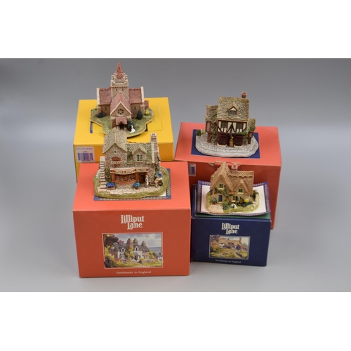 307 - Four Lilliput Lane Treasured Worldwide Sculptures complete with Original Boxes some with Deeds inclu... 