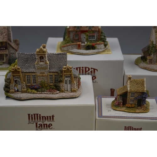 308 - Five Lilliput Lane Sculptures all Complete with Original Boxes some complete with Deeds including Vi... 