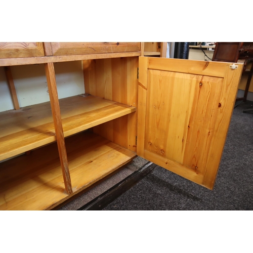 655 - Solid Pine Two Piece Two Drawer over One Cupboard Welsh Dresser Unit, Plate Display Section does rem... 