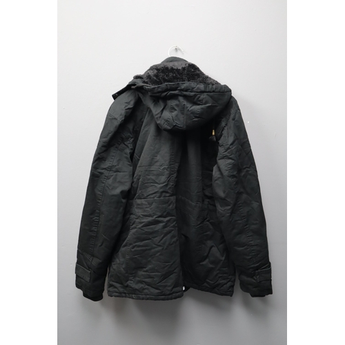 668 - Brand New Black Winter jacket with Fleece Covered Inside, Elasticated Wrist, Hood complete with labe... 