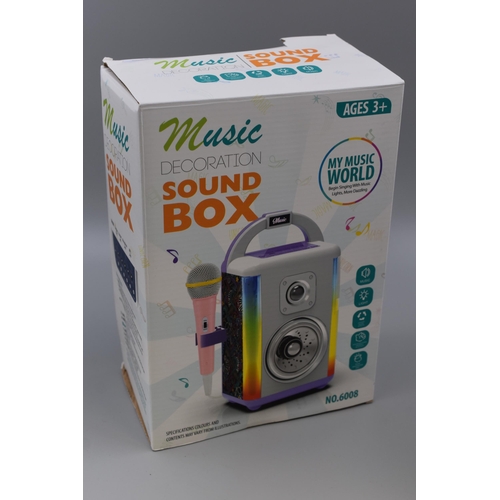 548 - Brand New Boxed Music Decoration Sound Box Karaoke System with Two Microphones Battery powered