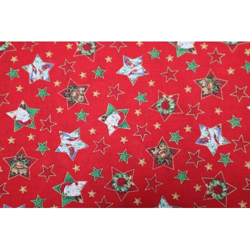 561 - Approx 13mtrs of Red Coloured Christmas Collection Rose and Hubble Patterned Quality Fabric