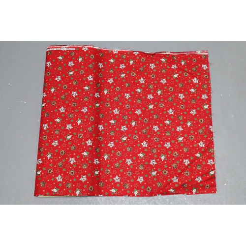 561 - Approx 13mtrs of Red Coloured Christmas Collection Rose and Hubble Patterned Quality Fabric