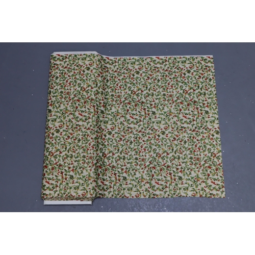 567 - Approx 15mtrs of Multi Coloured Classic Christmas Multi Scroll Patterned Quality Fabric