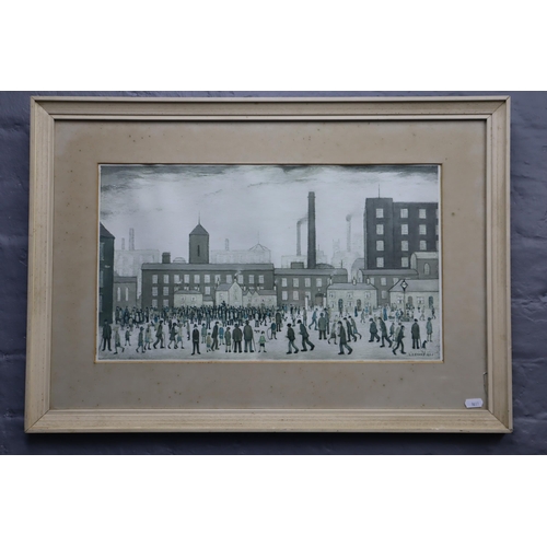 684 - L S Lowry Framed and Glazed Print entitled Outside the Mills (28