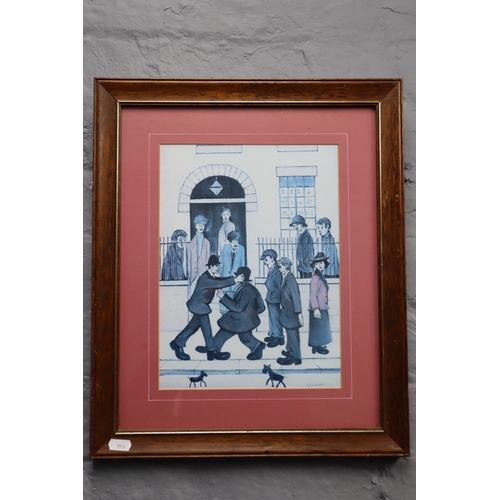 685 - L S Lowry Oak Framed and Glazed Print entitled the Fight (18